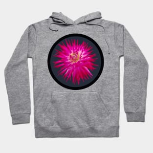 Spiky Dark Pink Cactus Dahlia Flower Circle Frame Hoodie